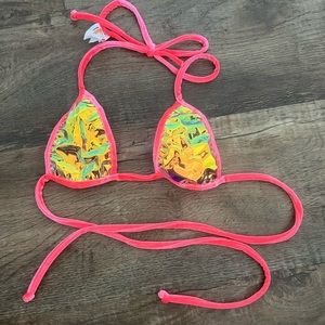 Neon pink bikini top in a size small